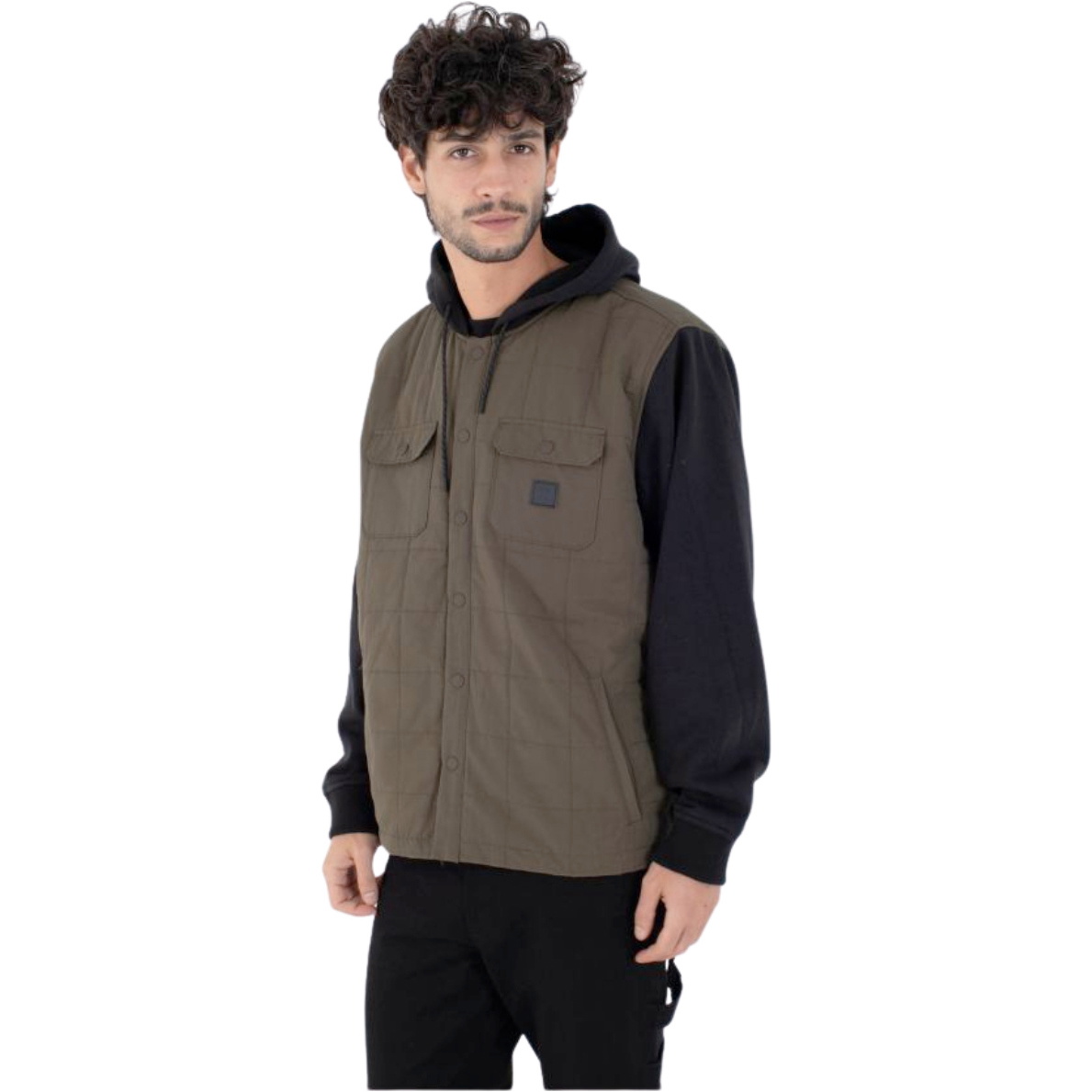 2026 Hurley Mens Santa Cruz Quilted Hooded Jacket HFA25MMJK04031 - Cargo